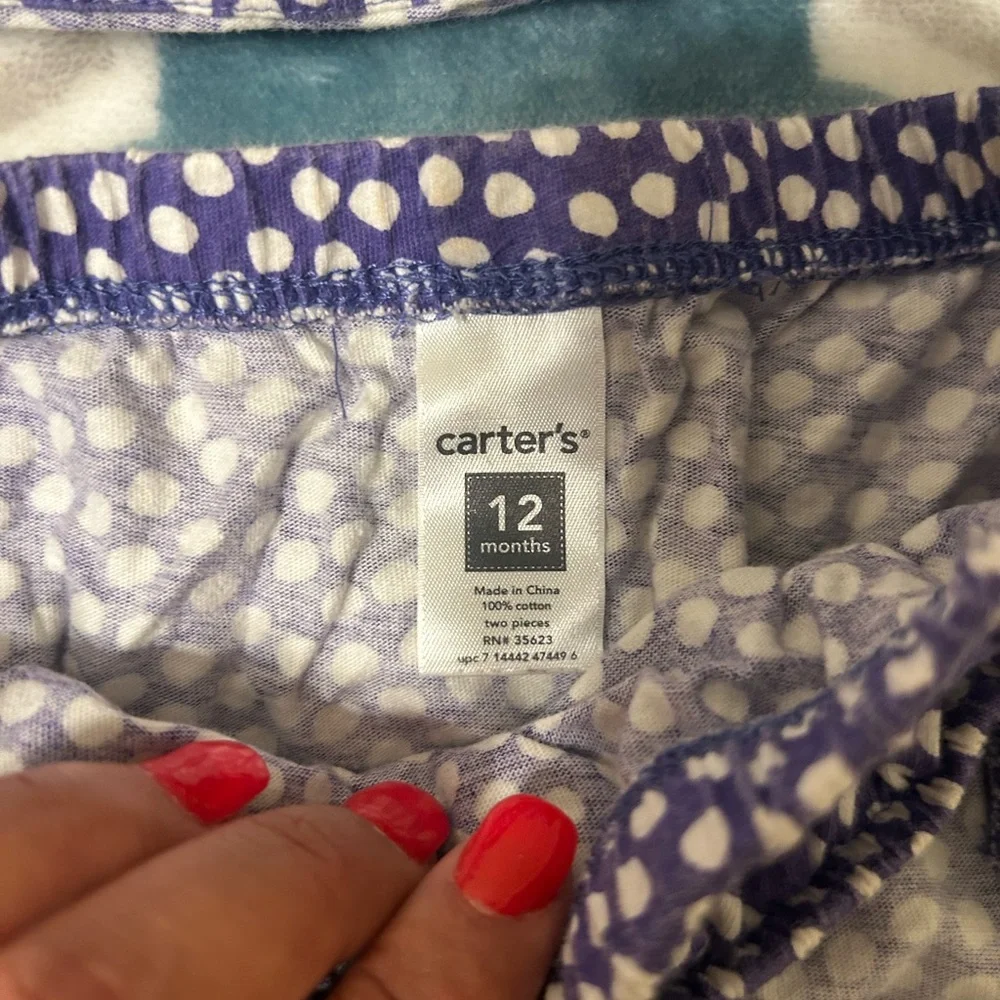 Carter's Blue and White Polka Dot Diaper Covers with Ruffles